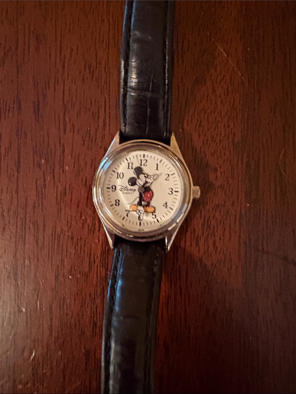 Disney Time Works Watch with Brown Strap and Silver Case Back